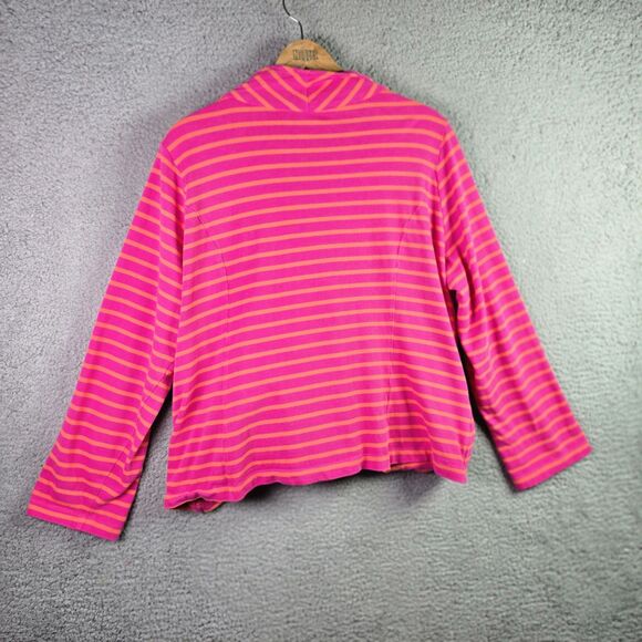 Twiggy London Pink Orange Striped Moto Jacket 3X Deep Pockets Asymmetric Zipper - Picture 16 of 16
